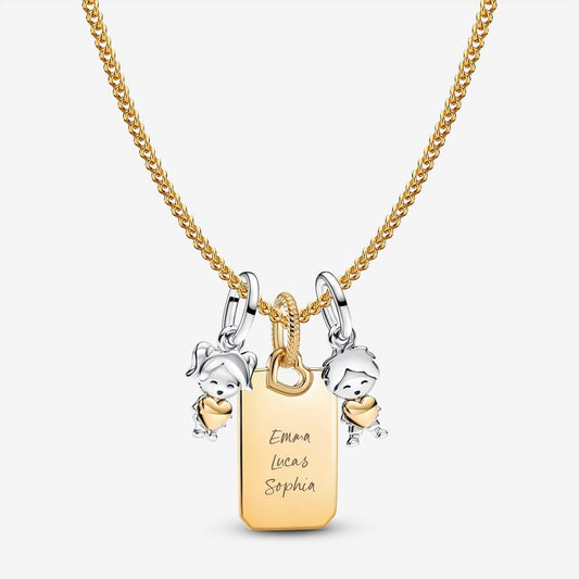 A Mother's Love Engravable Charm Necklace Set