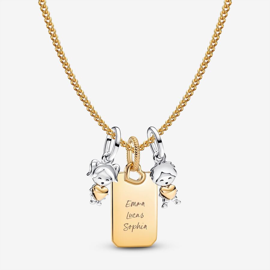 A Mother's Love Engravable Charm Necklace Set