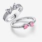 Sparkling Bow Double Row Ring Set