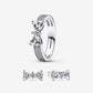 Sparkling Bow Double Row Ring Set