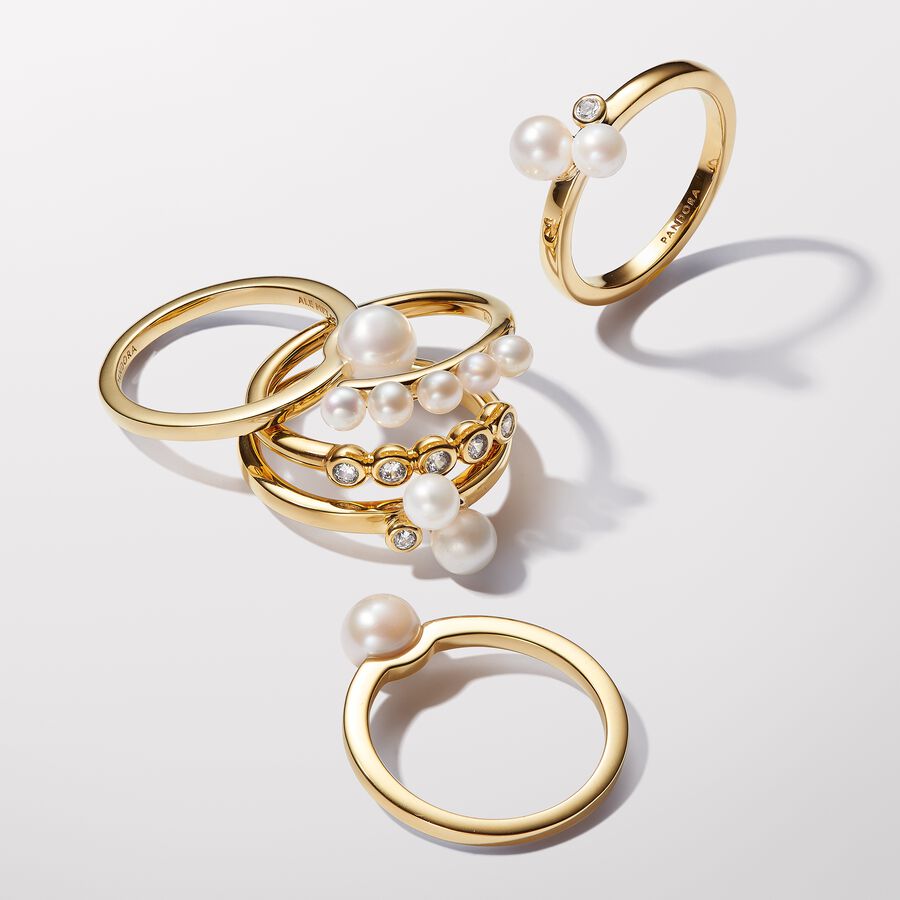 Treated Freshwater Cultured Pearls & Stones Open Ring