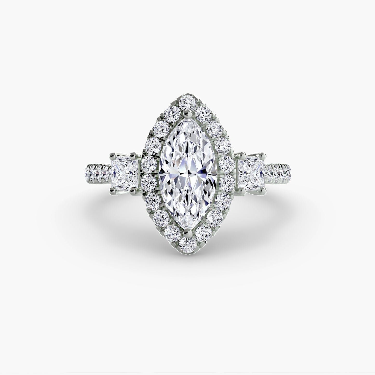 Three-Stone Ring with Halo 2