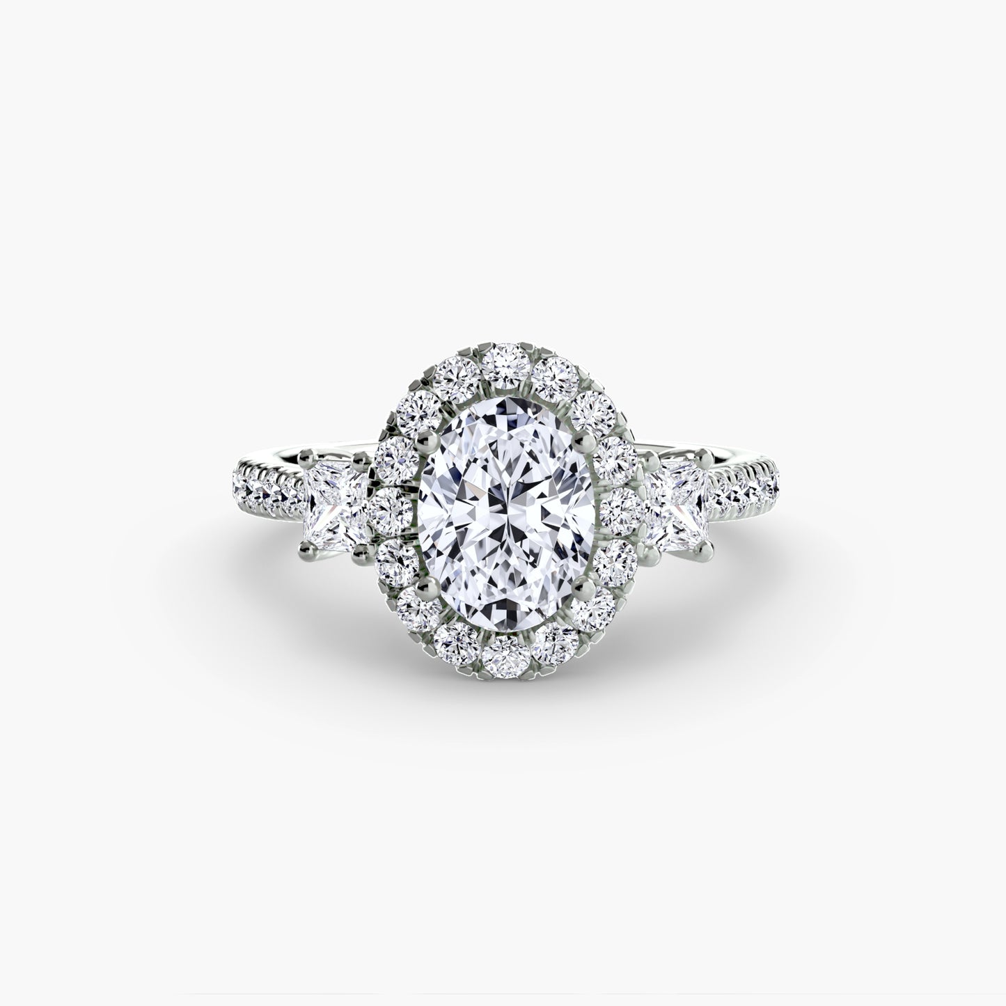 Three-Stone Ring with Halo 2