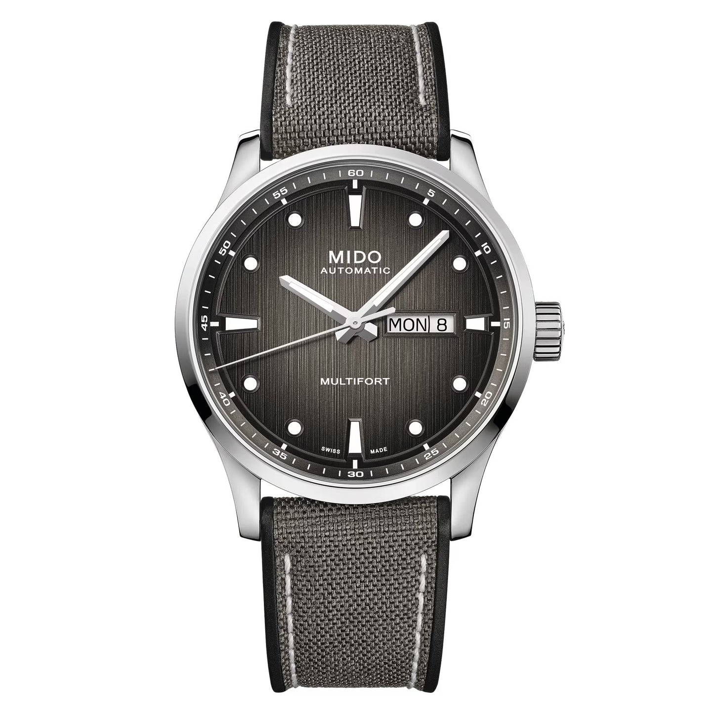 MIDO Multifort M Grey Gradient Dial, Stainless Steel Watch Fabric Strap - 42mm