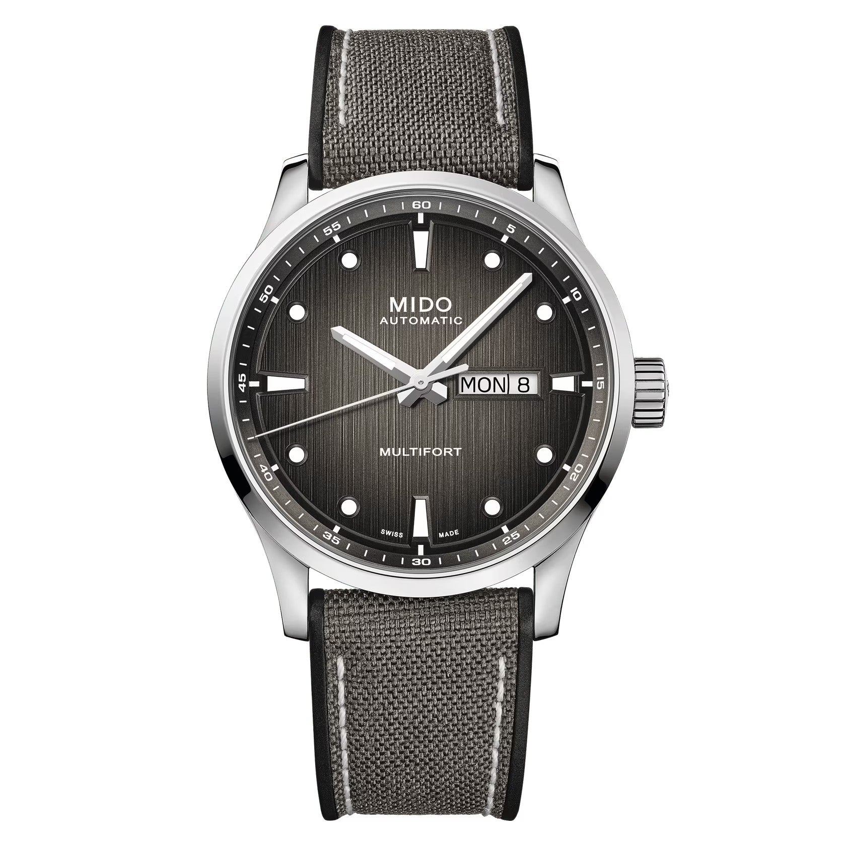 MIDO Multifort M Grey Gradient Dial, Stainless Steel Watch Fabric Strap - 42mm