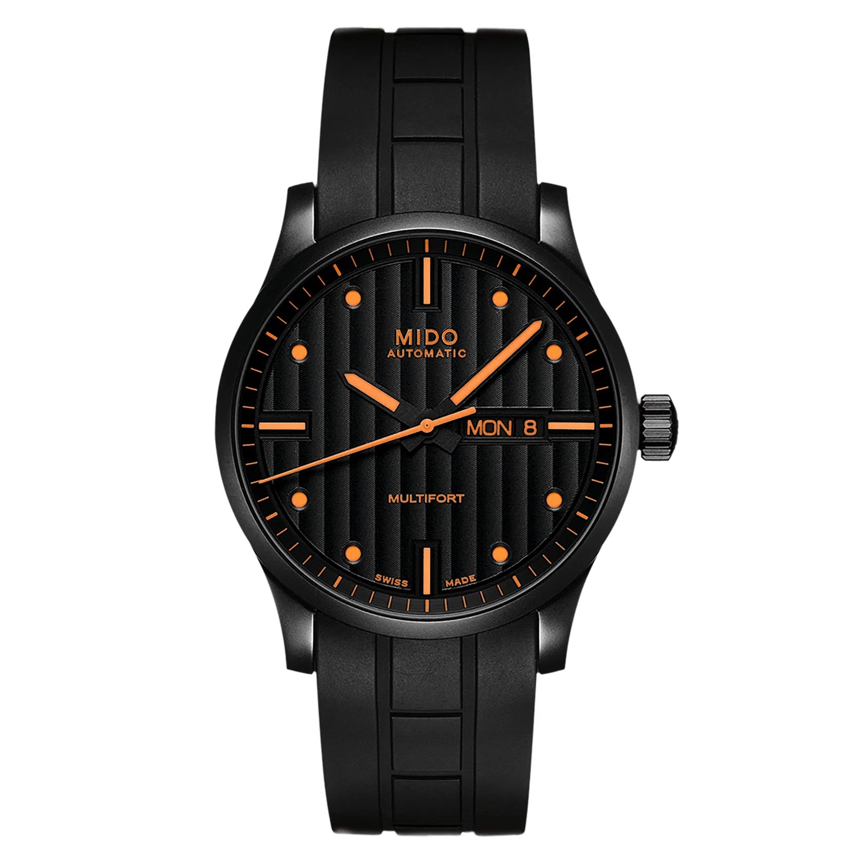 MIDO Multifort Gent Black Dial Stainless Steel with Black PVD Coating with Black Rubber Strap - 42mm