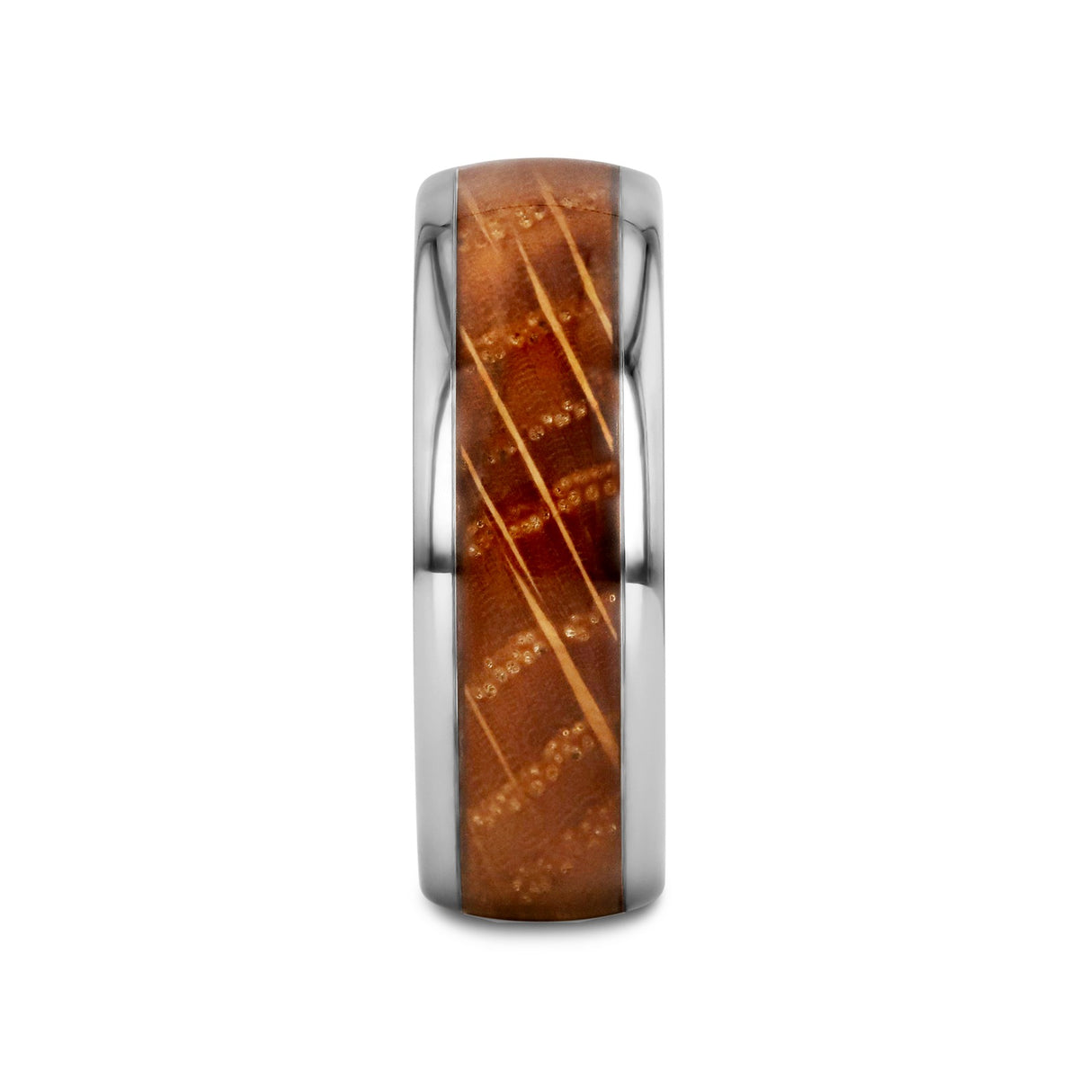 FORMENT Whiskey Barrel Inlaid Tungsten Men's Wedding Band With Domed Polished Edges Made From Genuine Whiskey Barrels - 