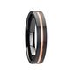 VENICE Black Ceramic Wedding Band with Rose Gold Groove - 4mm - 10mm