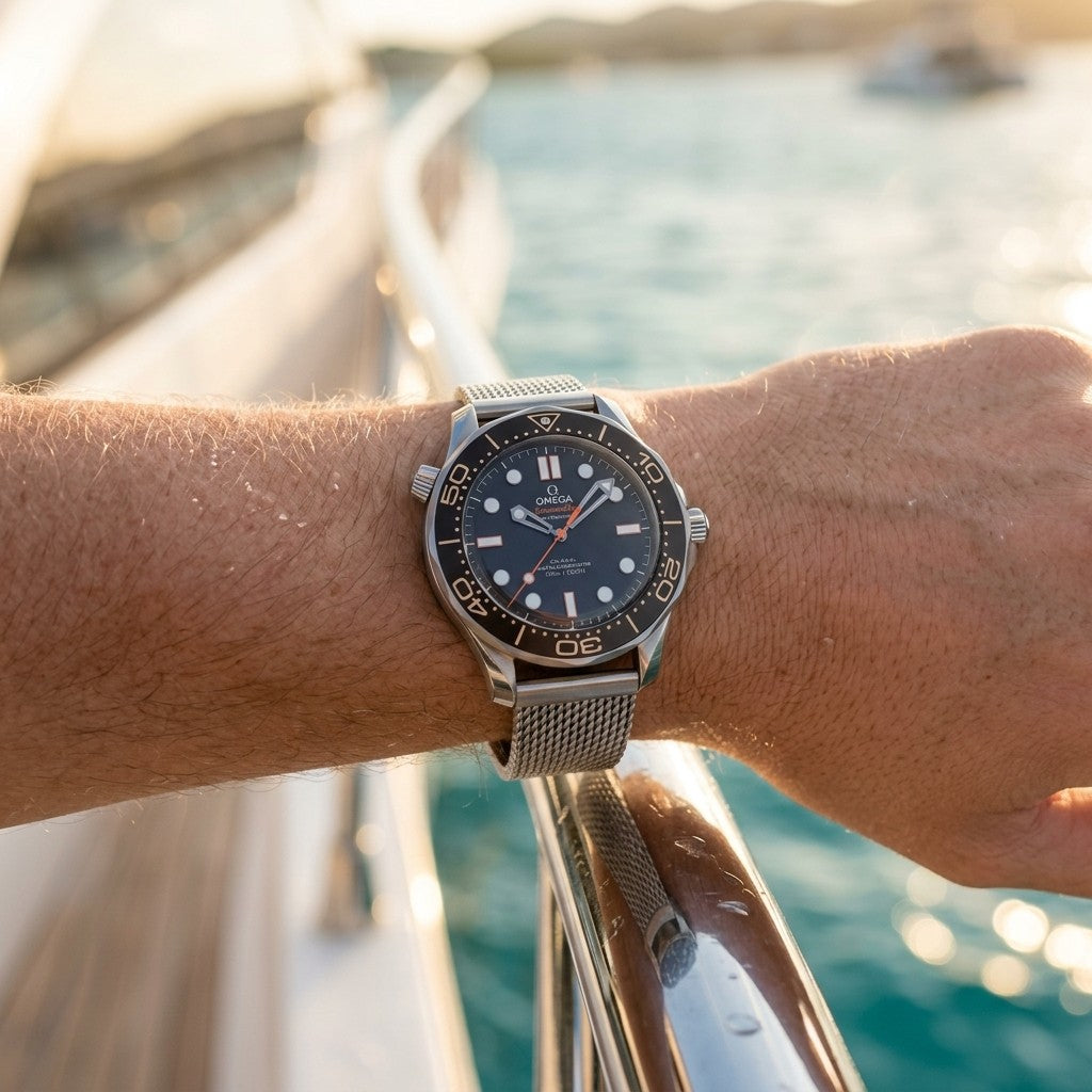 Omega Seamaster Diver 300M 42 mm — Steel on Steel (210.30.42.20.01.018) — lifestyle