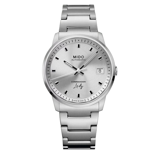 MIDO Commander Lady Silver Dial Stainless Steel Watch - 35mm