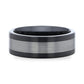 ENDAST Black Ceramic with Brushed Tungsten Inlay Wedding Band - 8mm