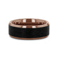 FERROS Espresso Plated Tungsten Polished Beveled Ring with Brushed Black Center - 8mm