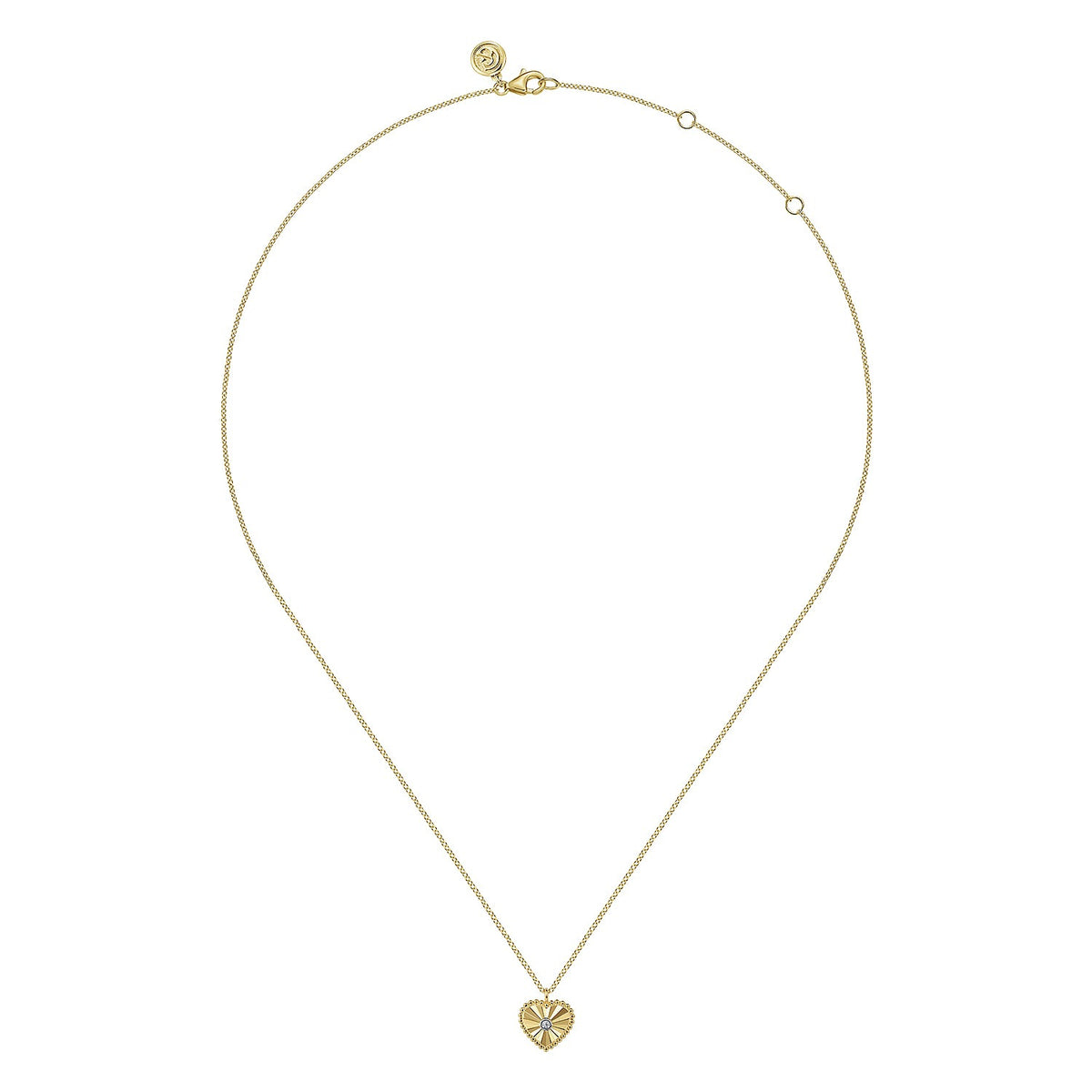 Gabriel & Co. Diamond Cut - 14K White And Yellow Gold Diamond And Heart Pendant Necklace .01CTW