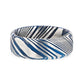 BISMAN Blue Beveled Brushed Damascus Steel Men’s Wedding Band with A Vivid Etched Design - 6mm & 8mm