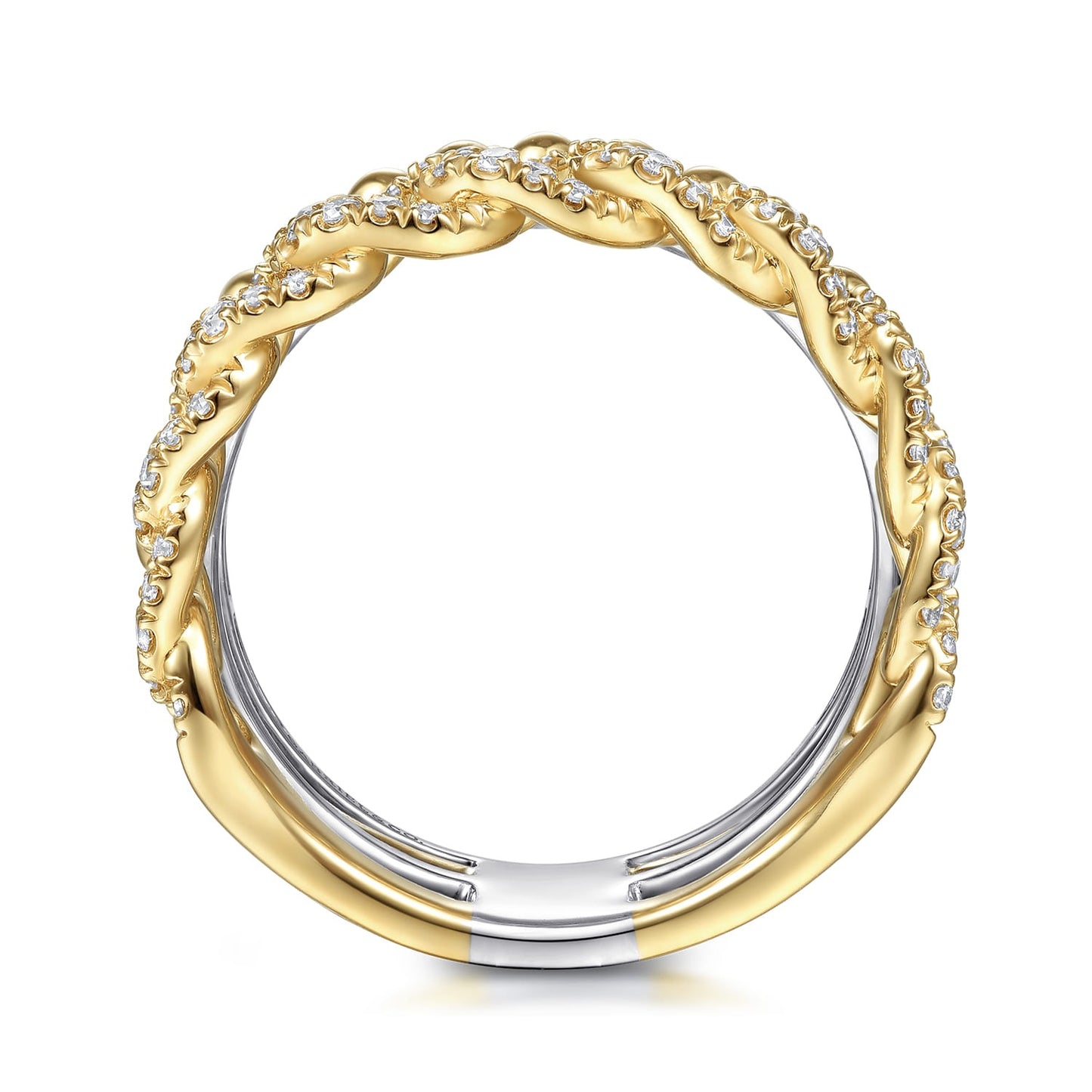 Gabriel & Co. 14K White-Yellow Gold Bujukan Diamond Easy Stackable Ring 1.01ct diamonds