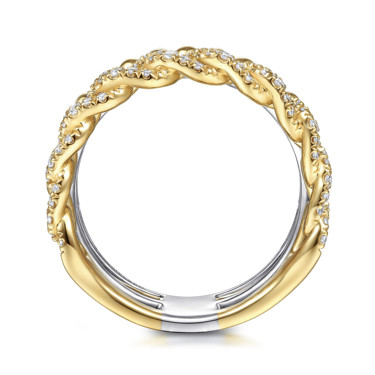 Gabriel & Co. 14K White-Yellow Gold Bujukan Diamond Easy Stackable Ring 1.01ct diamonds