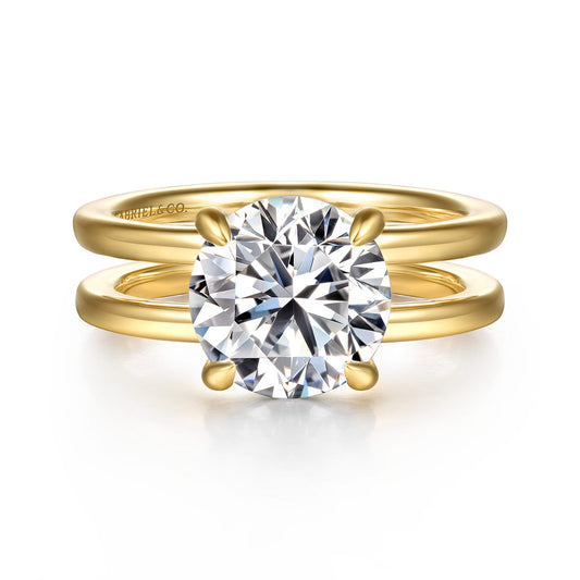 Gabriel & Co. Oksana - 14K Yellow Gold Round Diamond Engagement Ring 9MM SEMI 1/10CTW