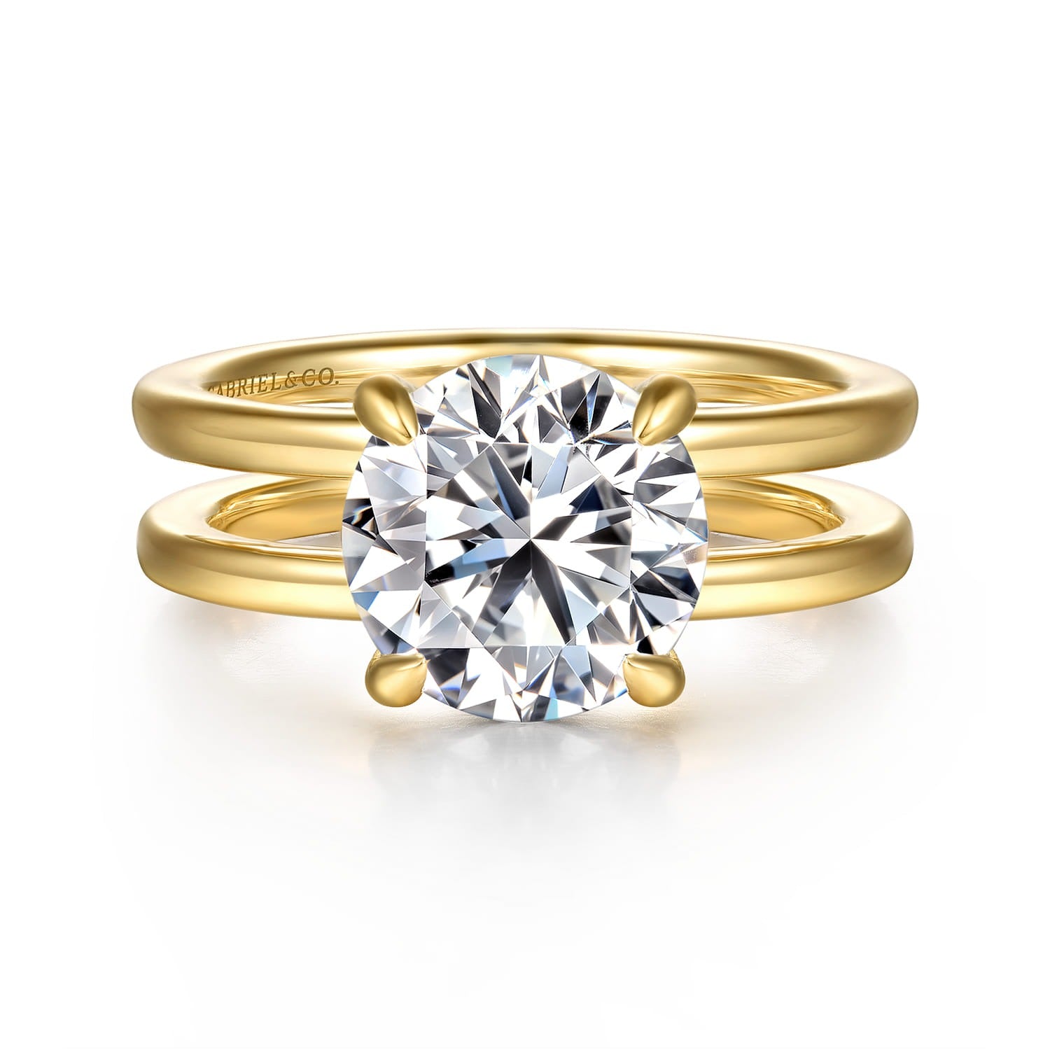 Gabriel & Co. Oksana - 14K Yellow Gold Round Diamond Engagement Ring 9MM SEMI 1/10CTW
