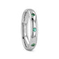 CHLOE Polished and Domed Tungsten Carbide Wedding Ring with 3 Green Emeralds Setting - 4mm