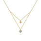 Gabriel & Co. 14K Yellow Gold Diamond Double Heart Pendant Necklace .06CTW