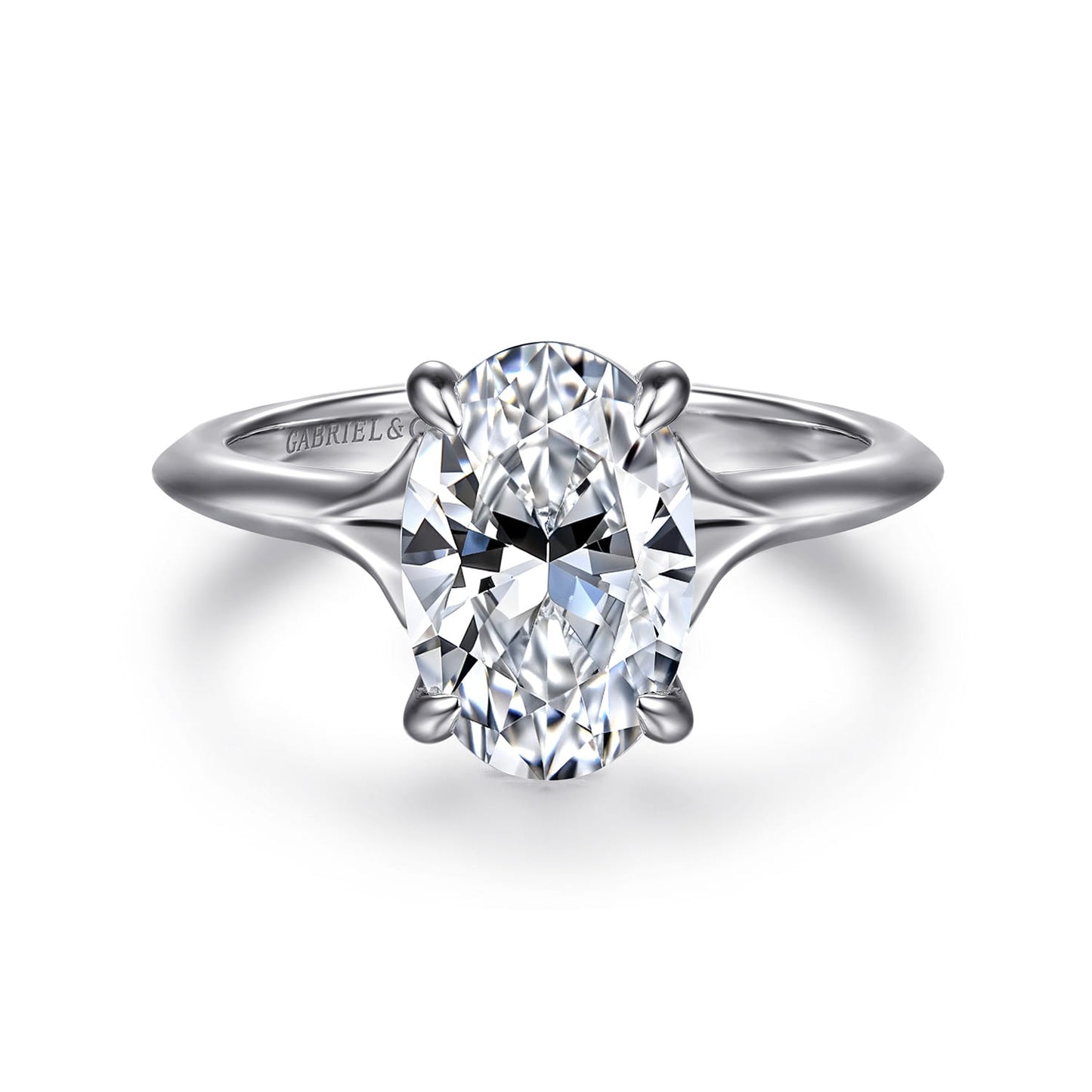 Gabriel & Co. Alden - 14K White Gold Split Shank Oval Diamond Engagement Ring .07CTW 10.5X7