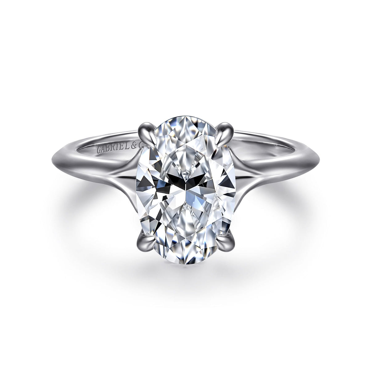 Gabriel & Co. Alden - 14K White Gold Split Shank Oval Diamond Engagement Ring .07CTW 10.5X7