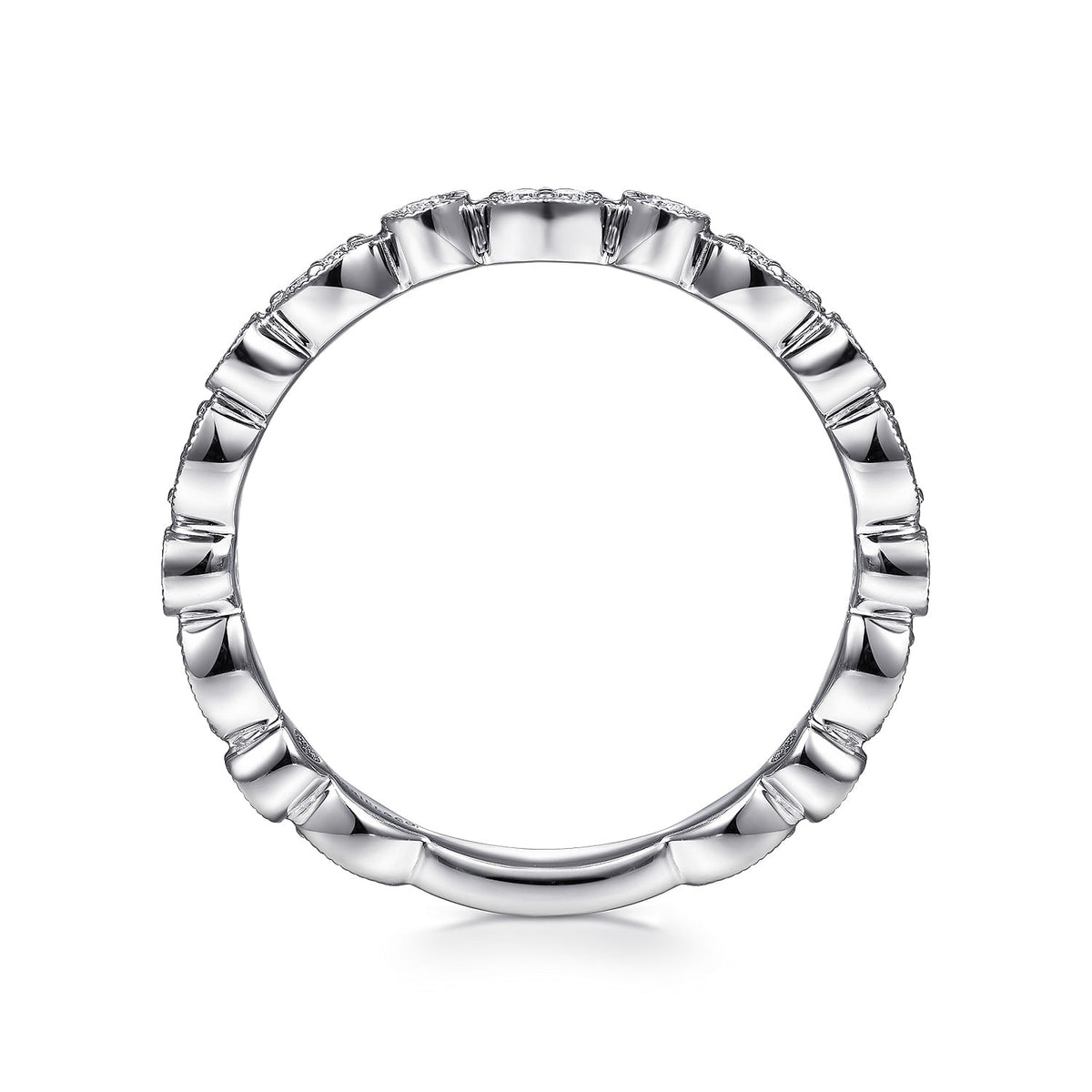 Gabriel & Co. 14K White Gold Marquise and Round Station Diamond Ring 1/4CTW