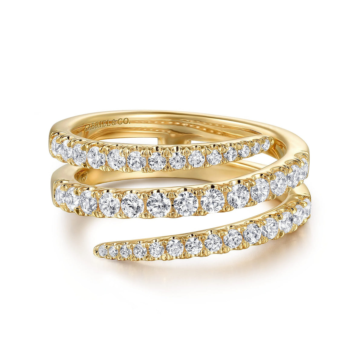 Gabriel & Co. 14K Yellow Gold Diamond Spikes Wrap Ladies Ring Kaslique 3/4ctw