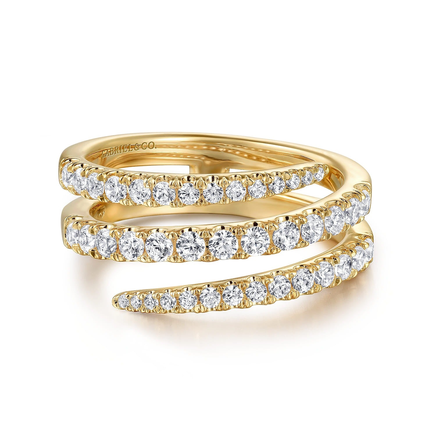 Gabriel & Co. 14K Yellow Gold Diamond Spikes Wrap Ladies Ring Kaslique 3/4ctw