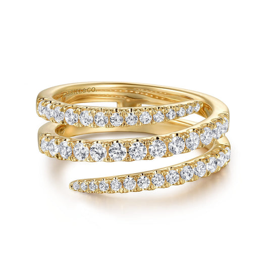 Gabriel & Co. 14K Yellow Gold Diamond Spikes Wrap Ladies Ring Kaslique 3/4ctw