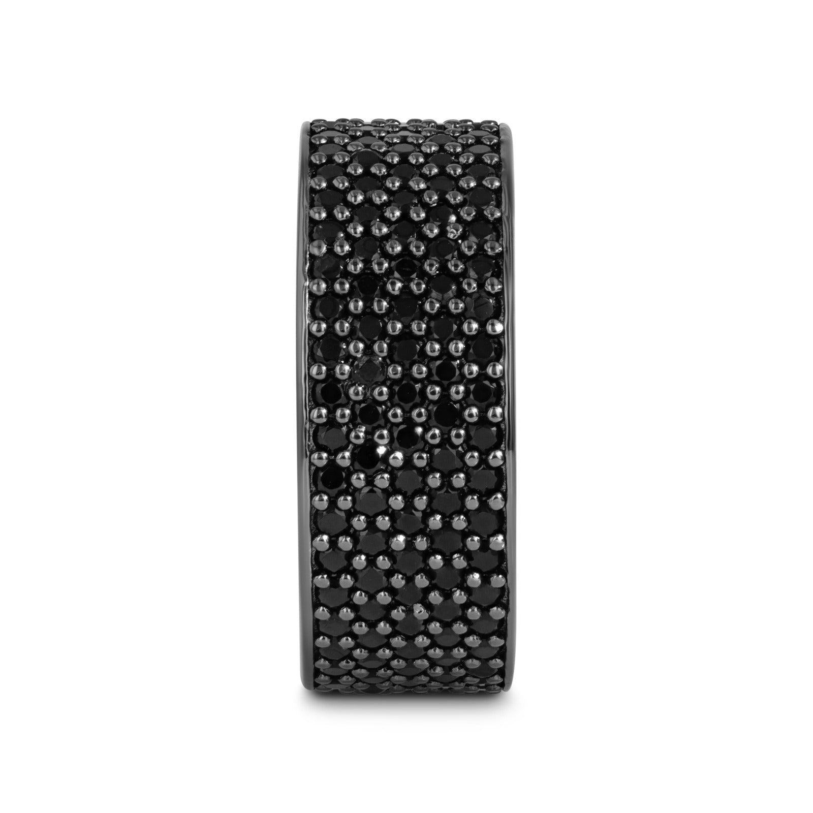 VENOM Sterling Silver Wedding Band with Pave Set Black Spinel and Black Rhodium Plating - 9mm