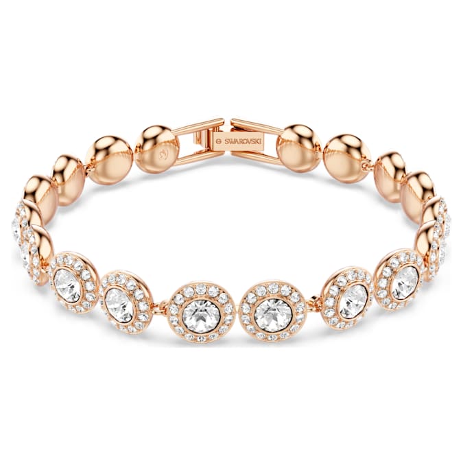 Angelic Tennis bracelet Round cut, Pavé, Medium, White, Rose gold-tone plated
