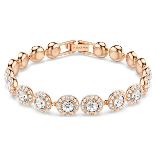 Angelic Tennis bracelet Round cut, Pavé, Medium, White, Rose gold-tone plated