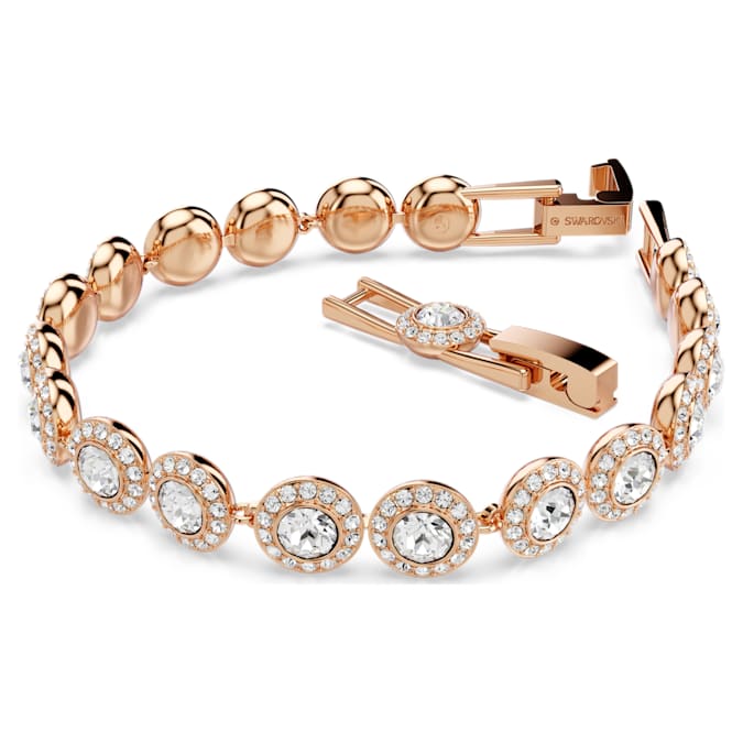 Angelic Tennis bracelet Round cut, Pavé, Medium, White, Rose gold-tone plated
