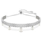 Ariana Grande x Swarovski bracelet Crystal pearl, Round cut, White, Rhodium plated