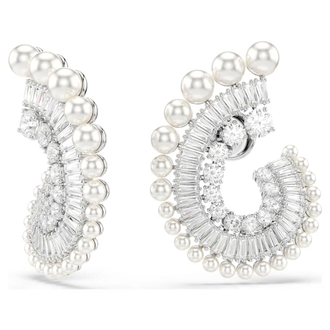 5720869 Ariana Grande x Swarovski drop earrings Crystal Pearl, Mixed cuts, Whi ...