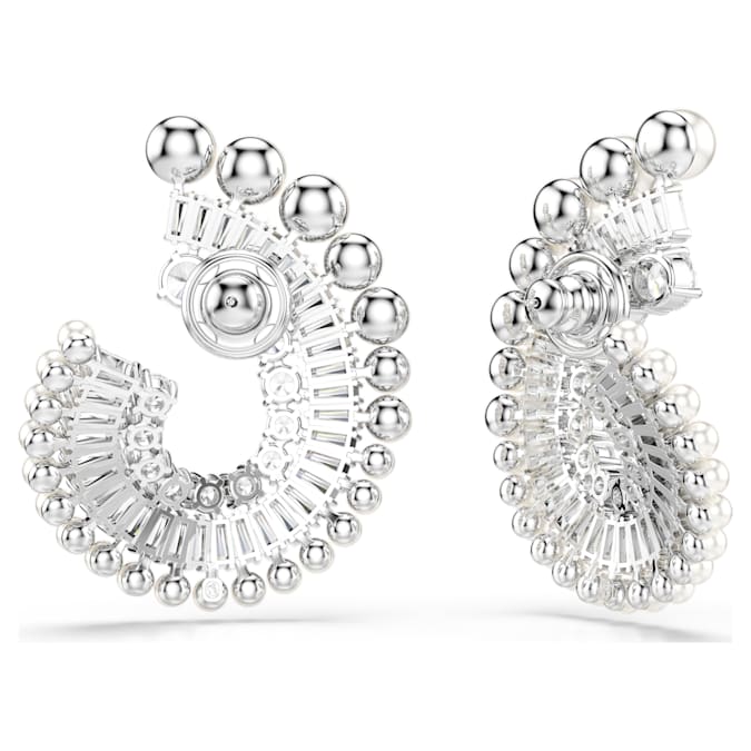 Swarovski Ariana Grande x Swarovski Drop Earrings, Crystal Pearl, Mixed Cuts, White, Rhodium Plated