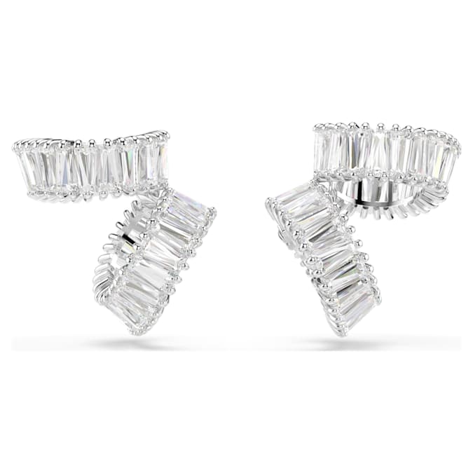 Ariana Grande x Swarovski ear cuffs Baguette cut, White, Rhodium plated