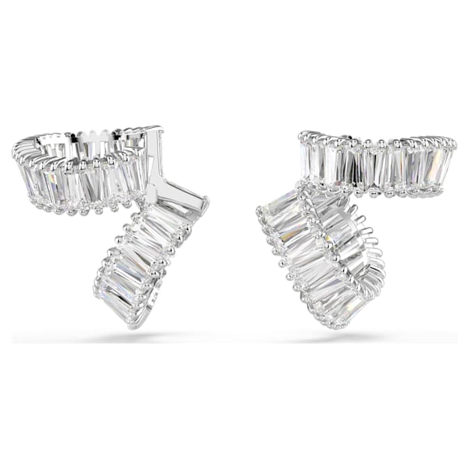 Ariana Grande x Swarovski ear cuffs Baguette cut, White, Rhodium plated