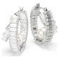 Ariana Grande x Swarovski hoop earrings Crystal pearl, Baguette cut, White, Rhodium plated