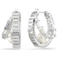 Ariana Grande x Swarovski hoop earrings Crystal pearl, Baguette cut, White, Rhodium plated
