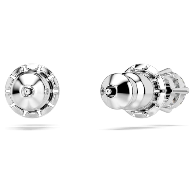 Attract stud earrings Round cut, White, Rhodium plated