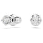 Attract stud earrings Round cut, White, Rhodium plated