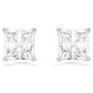 Attract stud earrings Square cut, White, Rhodium plated
