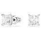Attract stud earrings Square cut, White, Rhodium plated