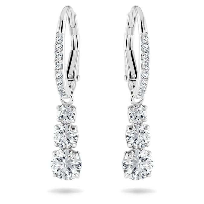 Attract Trilogy hoop earrings Round cut, White, Rhodium plated