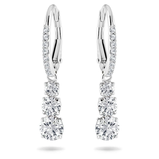 Attract Trilogy hoop earrings Round cut, White, Rhodium plated