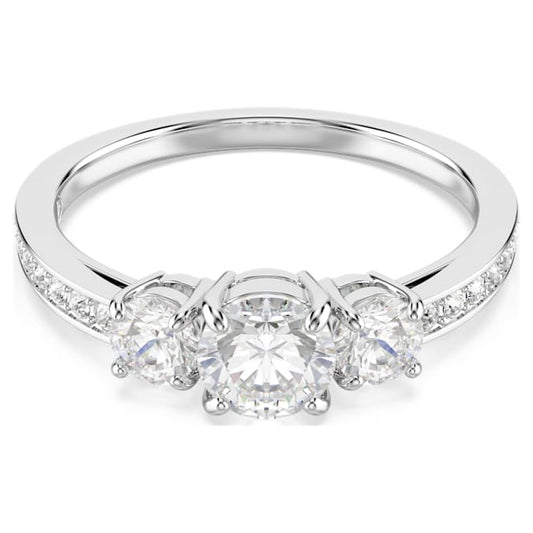 Attract Trilogy ring Round cut, White, Silver-tone finish
