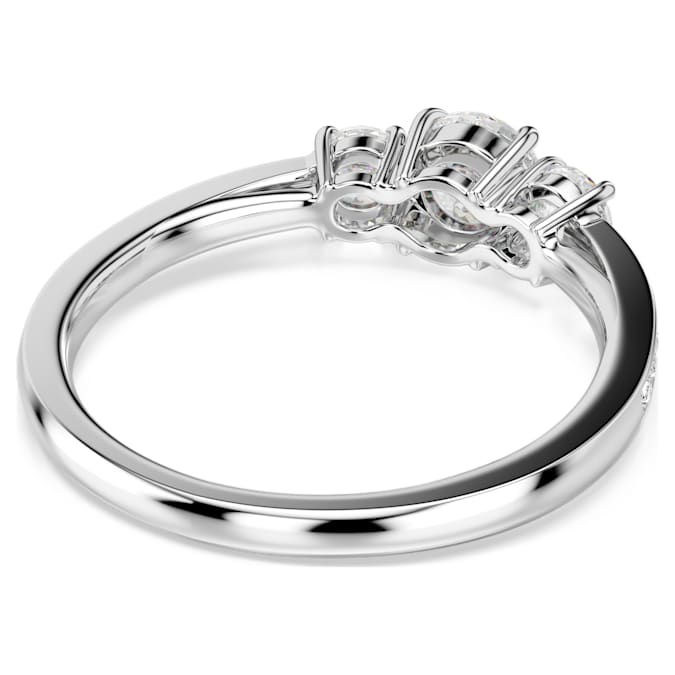 Attract Trilogy ring Round cut, White, Silver-tone finish