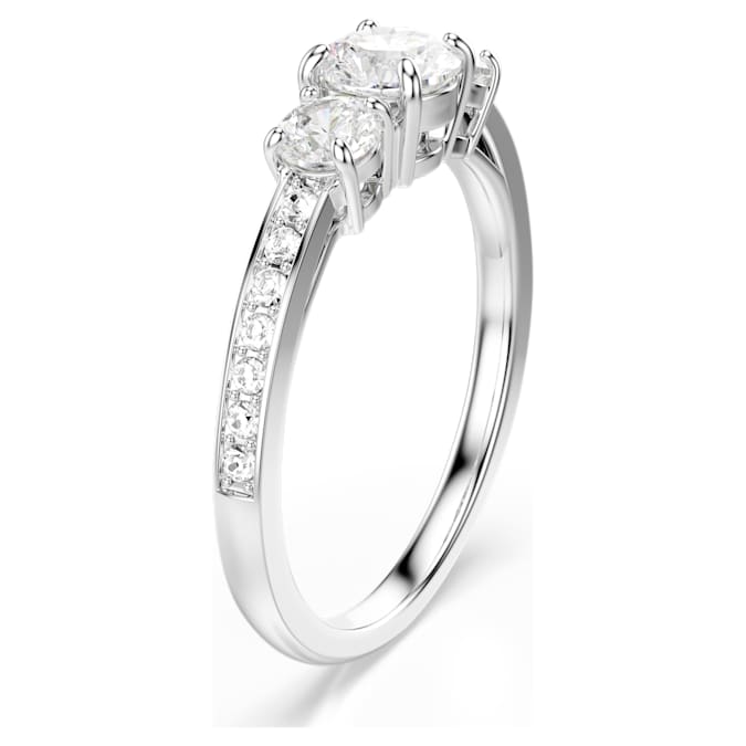 Attract Trilogy ring Round cut, White, Silver-tone finish